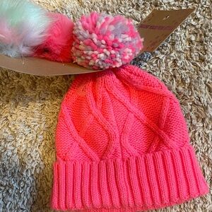 Bright Pink Kids Knit Beanie with Pom Pom